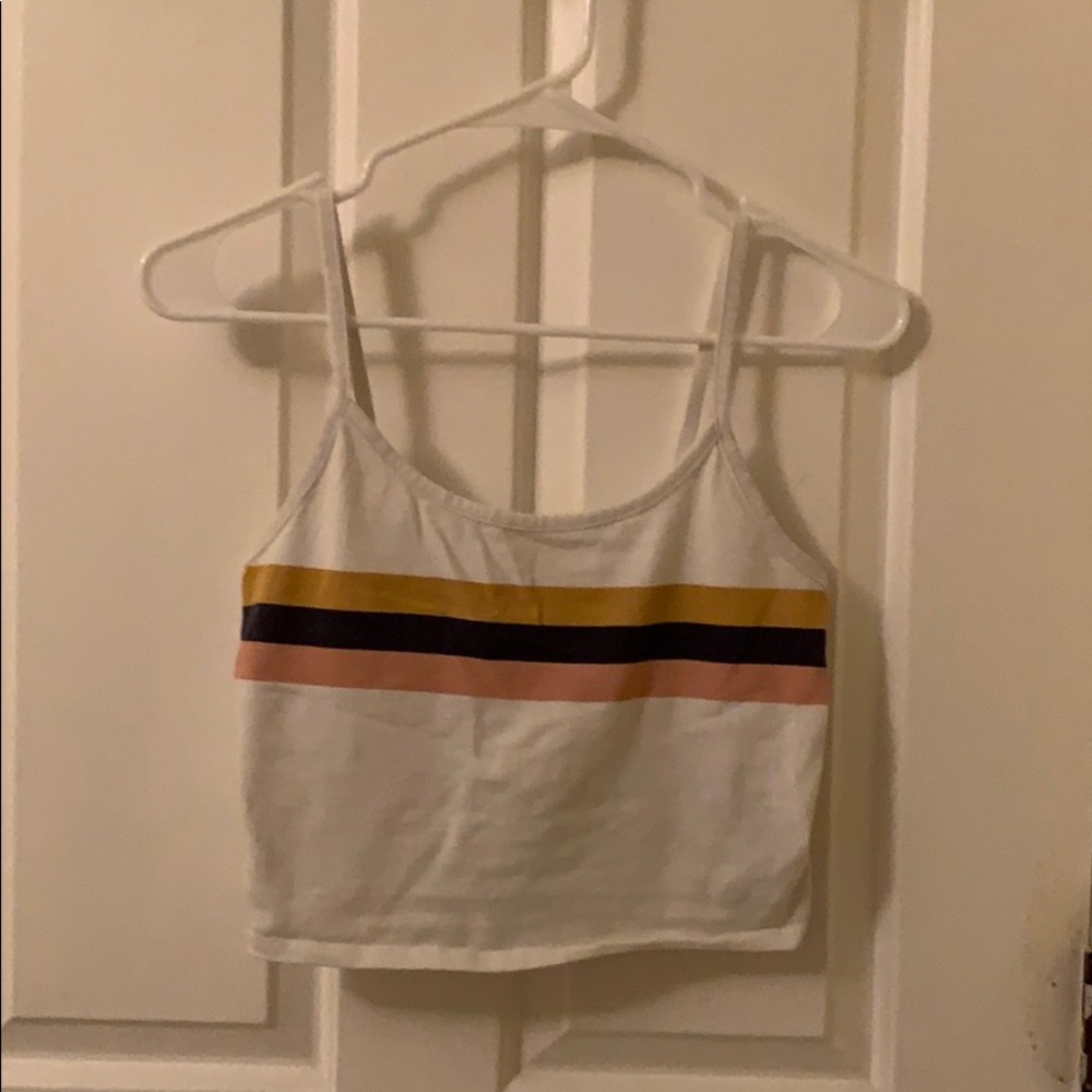 Basic white crop top with little color